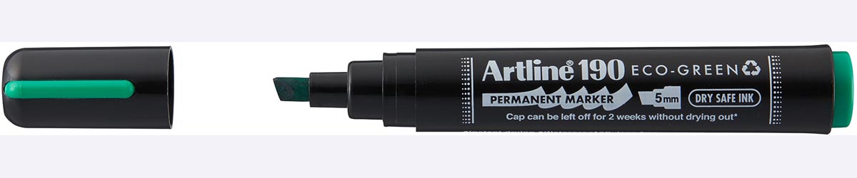 Artline permanent marker Drysafe 190 Eco-Green, 2-5 mm, schuine punt, groen