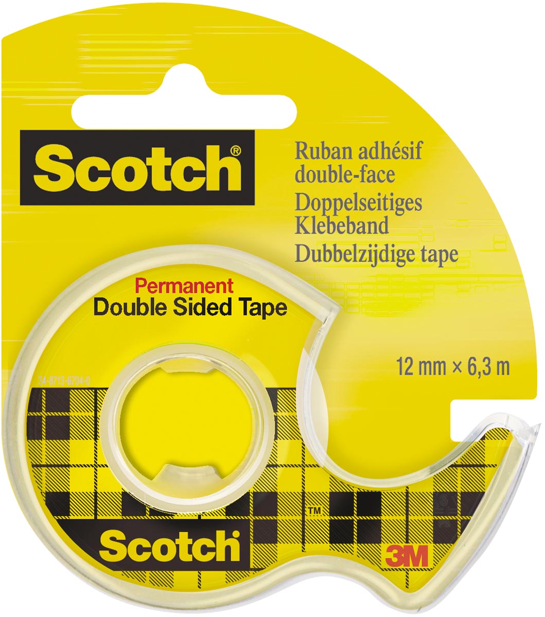 Scotch dubbelzijdige plakband ft 12 mm x 6,3 m + afroller Scotch dubbelzijdige plakband ft 12 mm x 6,3 m + afroller