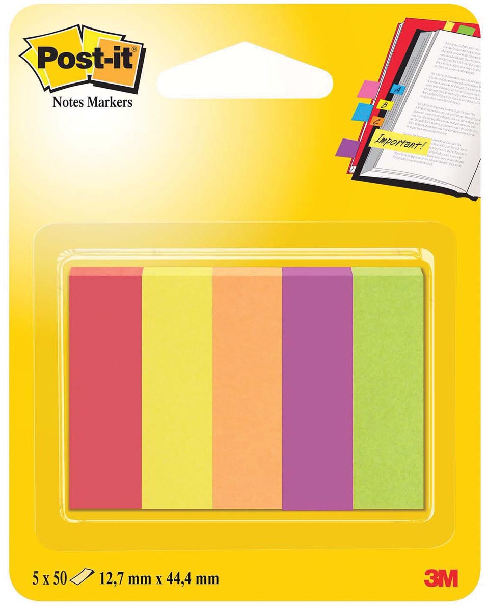 Post-it Notes Markers Jaipur, ft 12,7 x 44,4 mm, blister met 5 blokjes van 50 vel