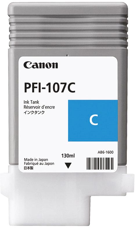 Canon inktcartridge PFI-107, 130 ml, OEM 6706B001, cyaan afbeelding