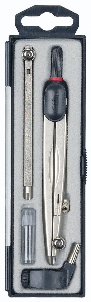rotring universele passer voor cirkels tot max. 480 mm diameter, 4-delige passerdoos 1 universele pas...