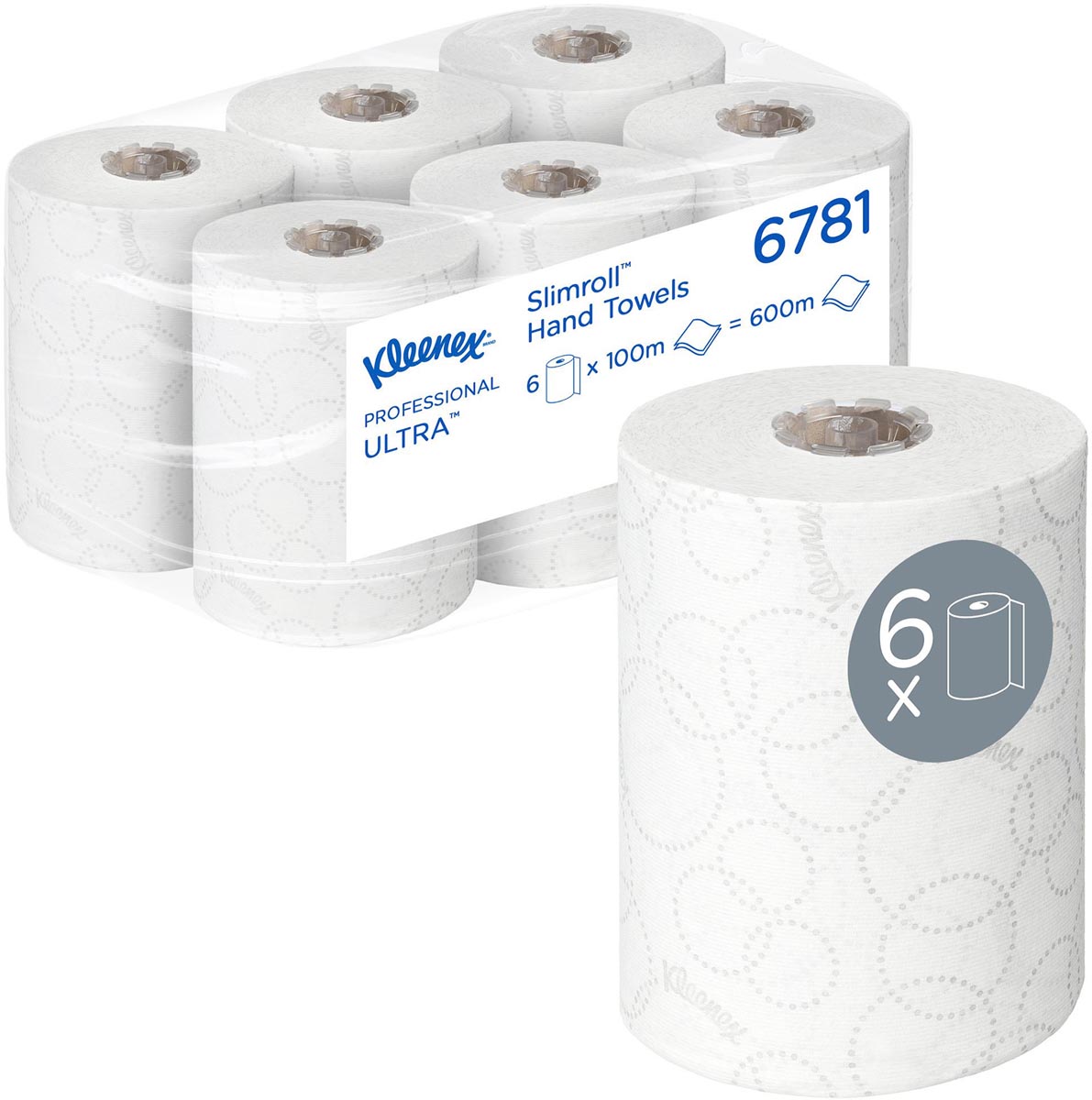 Kleenex handdoekrol Ultra Slimrol, 2-laags, 100 m per rol, pak van 6 rollen