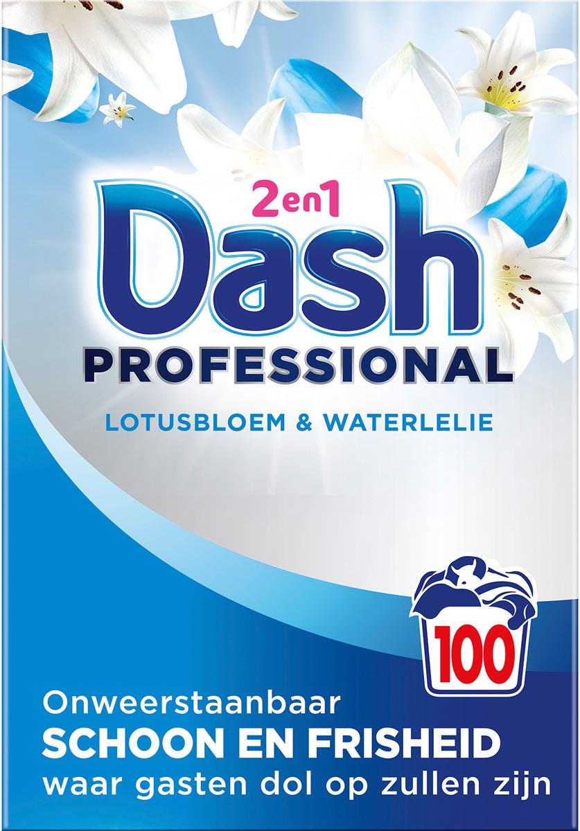 Dash Professional 2 in 1 Lotus Flower and Water Lily waspoeder, doos van 5,5 kg, 100 wasbeurten