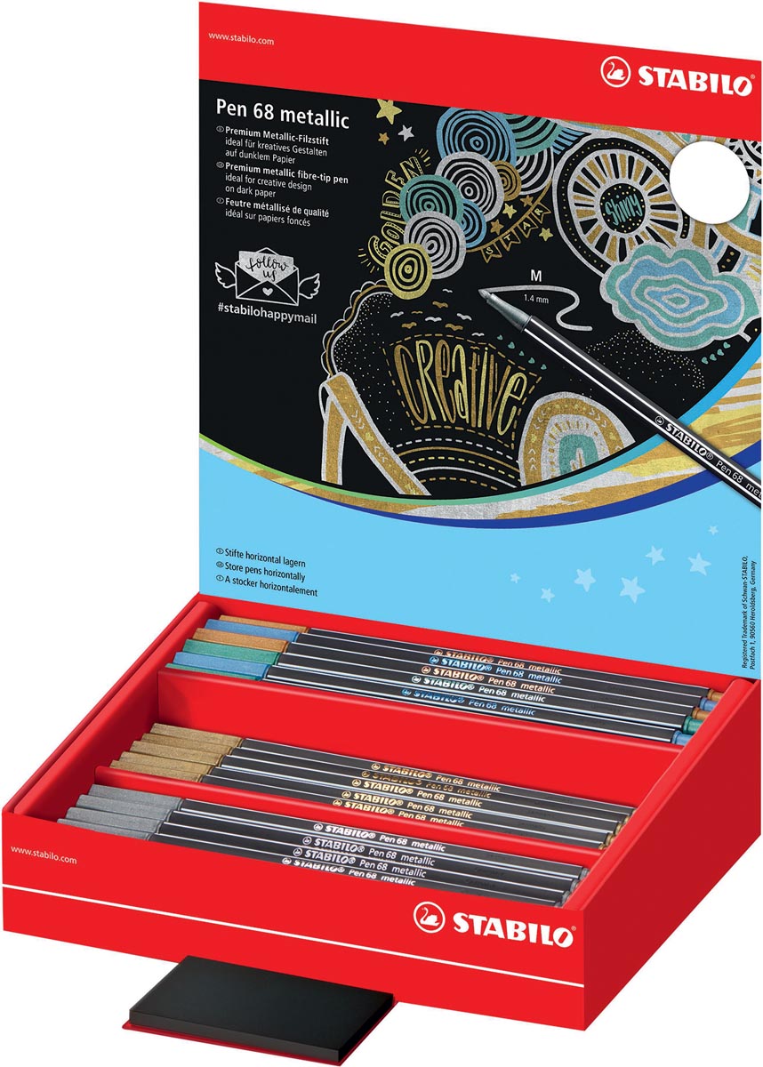 Stabilo Viltstift Pen 68 Metallic Display Met 60 Stuks In 5 Geassorteerde Kleuren huismerk kopen in de aanbieding Stabilo Viltstift Pen 68 Metallic Display Met 60 Stuks In 5 Geassorteerde Kleuren huismerk kopen in de aanbieding