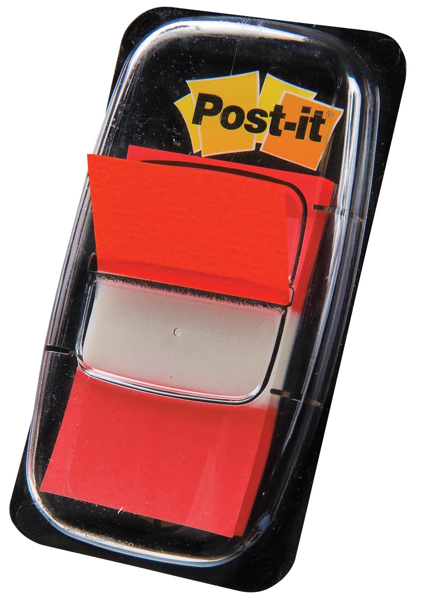 Post-it index standaard, ft 24,4 x 43,2 mm, houder met 50 tabs, rood afbeelding