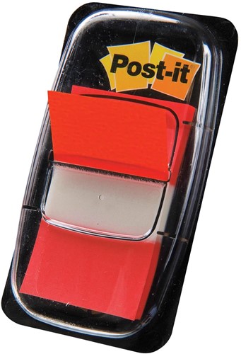 Post-it index standaard, ft 24,4 x 43,2 mm, houder met 50 tabs, rood