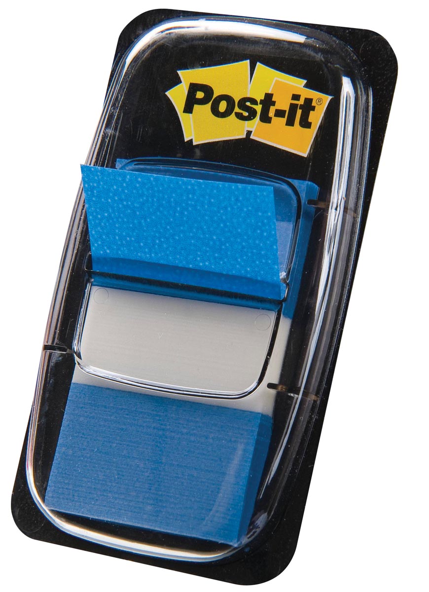 Post-it index standaard, ft 24,4 x 43,2 mm, houder met 50 tabs, blauw afbeelding