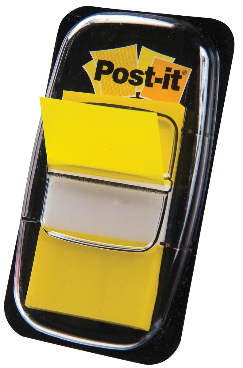 Post-it index standaard, ft 24,4 x 43,2 mm, houder met 50 tabs, geel afbeelding