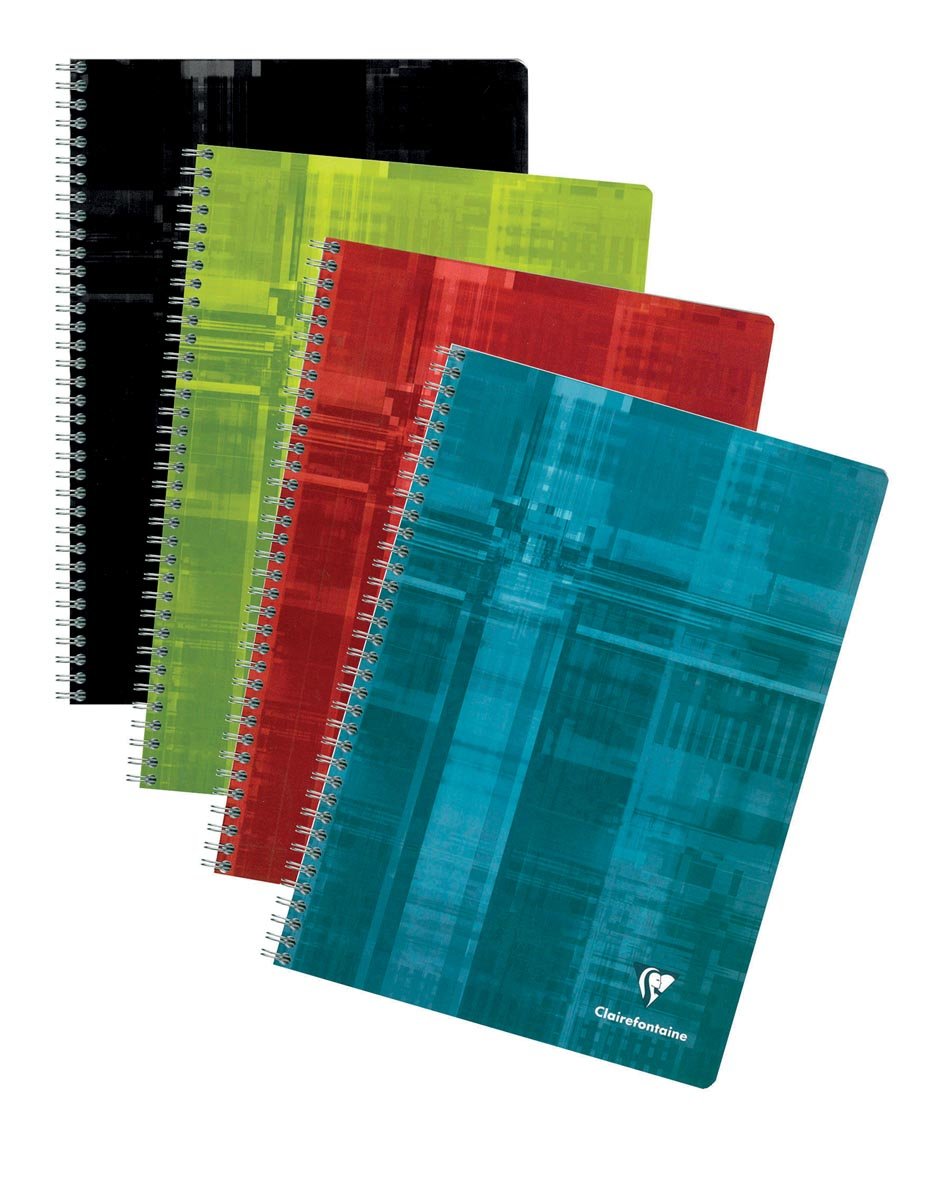 Clairefontaine schrift ft A4, 180 bladzijden, geruit 5 mm, spiraalbinding, geassorteerde kleuren afbeelding