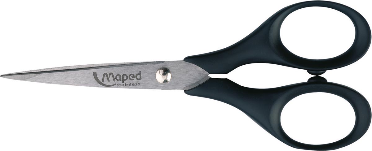Maped schaar Precise, ft 13 cm, rechts en links, scherpe punt, RVS, zwart, blister van 1 stuk