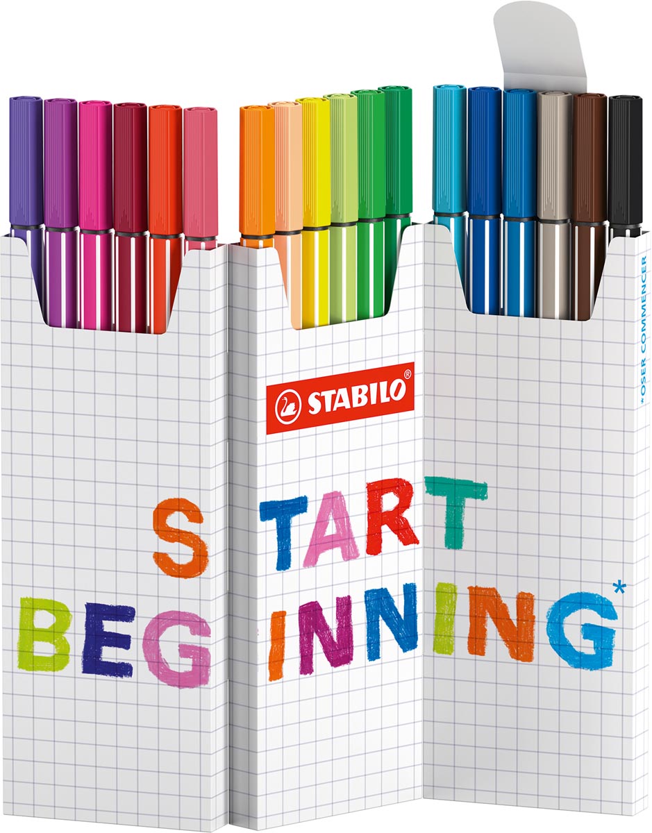 STABILO Pen 68 viltstift, geassorteerde kleuren, deskset van 18 stuks afbeelding