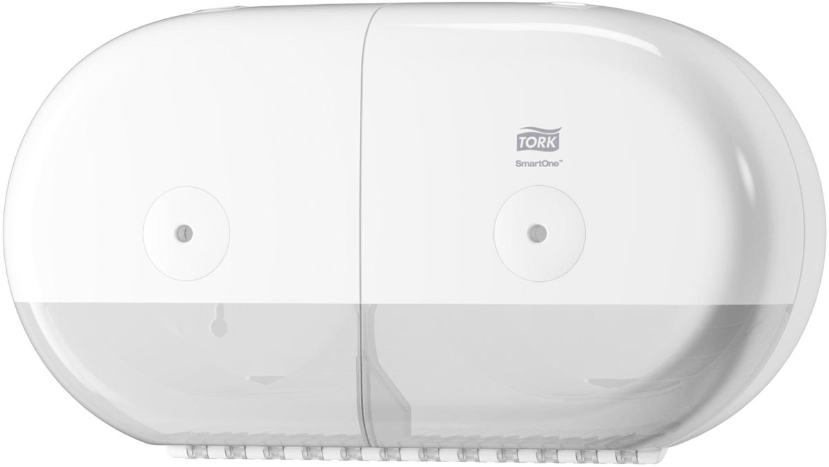 Tork SmartOne Mini Twin toiletpapier dispenser, systeem T9, wit Tork SmartOne Mini Twin toiletpapier dispenser, systeem T9, wit
