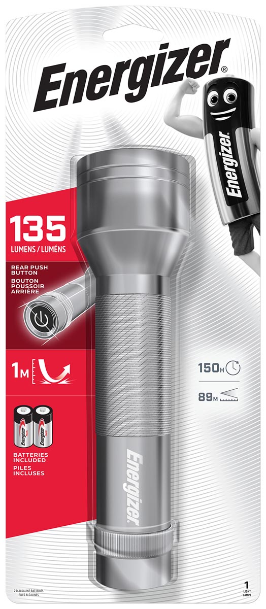 Energizer zaklamp Metal LED 2D, inclusief 2 D batterijen, op blister