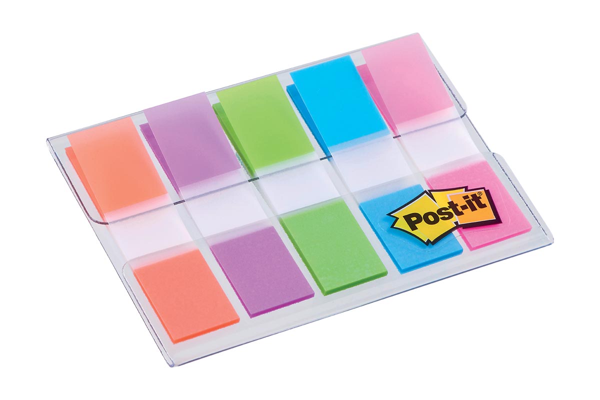 Post-it Index, ft 11,9X43,2 mm, blister met 5 kleuren, 20 tabs per kleur afbeelding