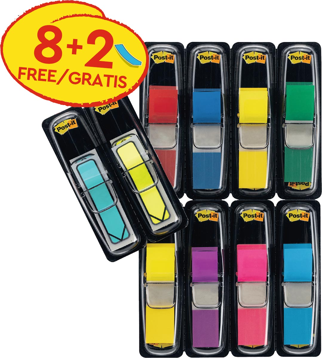 Post-It index, pak van 10 stuks (8 + 2 GRATIS) afbeelding