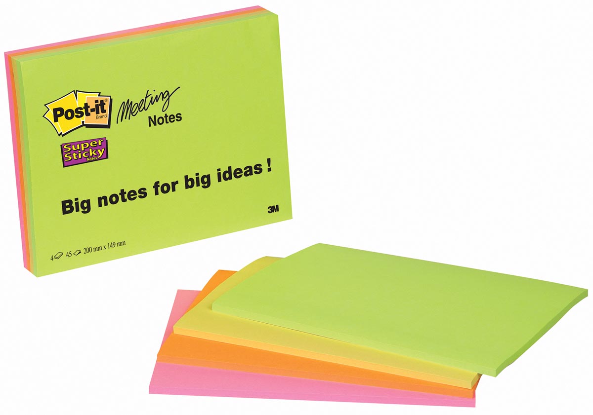 Post It Meeting Notes Super Sticky 149 X 200 Mm 4 Blokken Van 45 Blaadjes In 4 Kleuren huismerk kopen in de aanbieding Post It Meeting Notes Super Sticky 149 X 200 Mm 4 Blokken Van 45 Blaadjes In 4 Kleuren huismerk kopen in de aanbieding