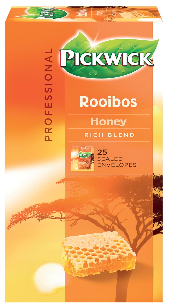 Pickwick thee, rooibos en honing, pak van 25 zakjes