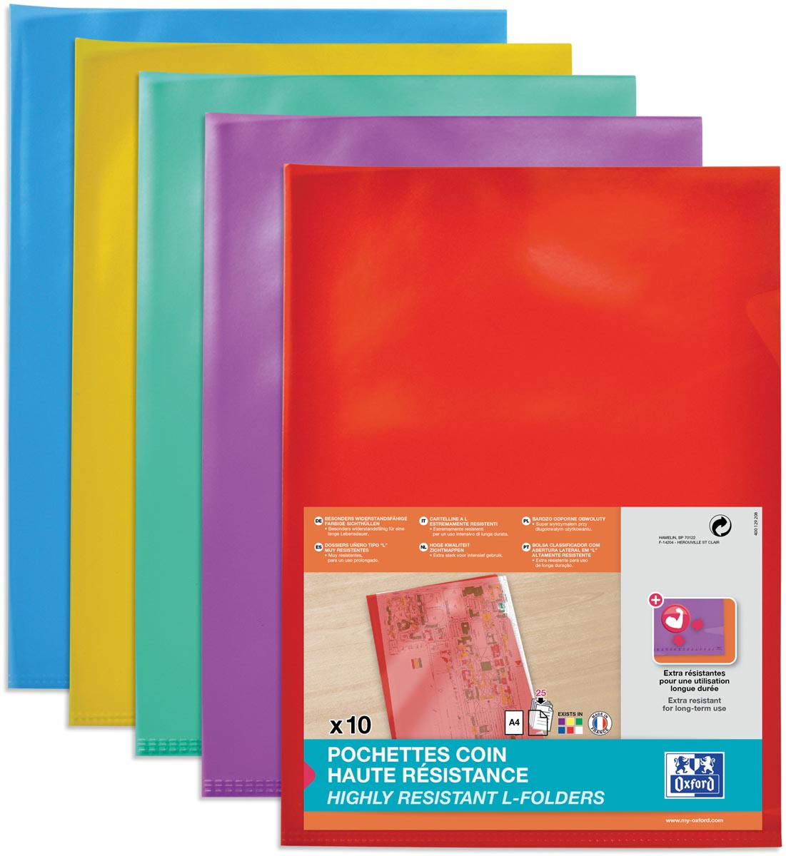 OXFORD Style L-map, formaat A4, uit PVC, glashelder, pak van 10 OXFORD Style L-map, formaat A4, uit PVC, glashelder, pak van 10