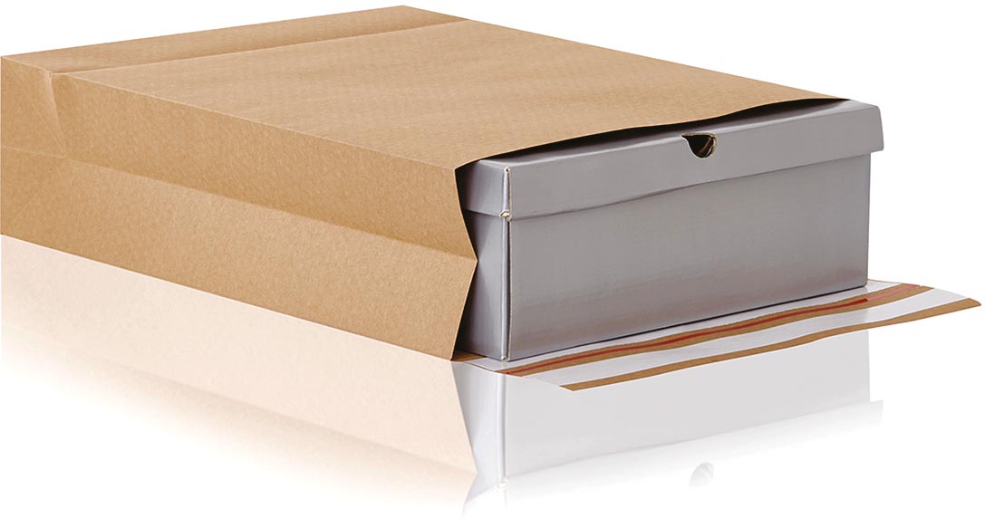 e-Green enveloppen met blokbodem, ft 350 x 450 x 120 + 100 mm, doos van 200 stuks afbeelding