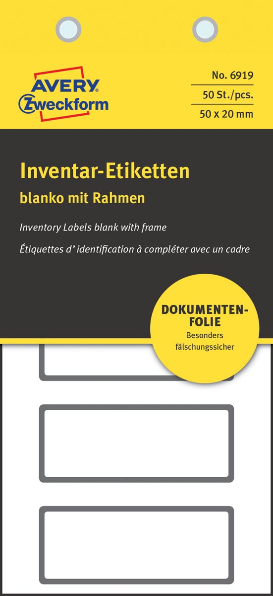 Avery Inventarisetiketten Ft 50 X 20 Mm Van Fraudebestendig Filmmateriaal Met Grijs Kader 50 Stuks huismerk kopen in de aanbieding Avery Inventarisetiketten Ft 50 X 20 Mm Van Fraudebestendig Filmmateriaal Met Grijs Kader 50 Stuks huismerk kopen in de aanbieding