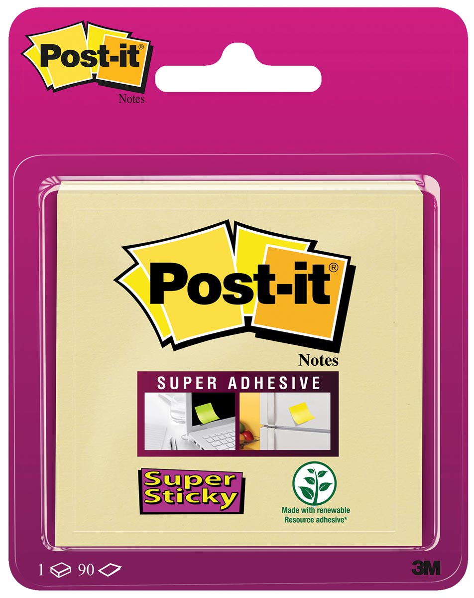 Post-it Super Sticky notes, 90 vel, ft 76 x 76 mm, geel afbeelding