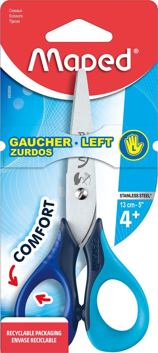 Maped schaar Sensoft 13 cm, voor linkshandigen, met afgeronde punt afbeelding