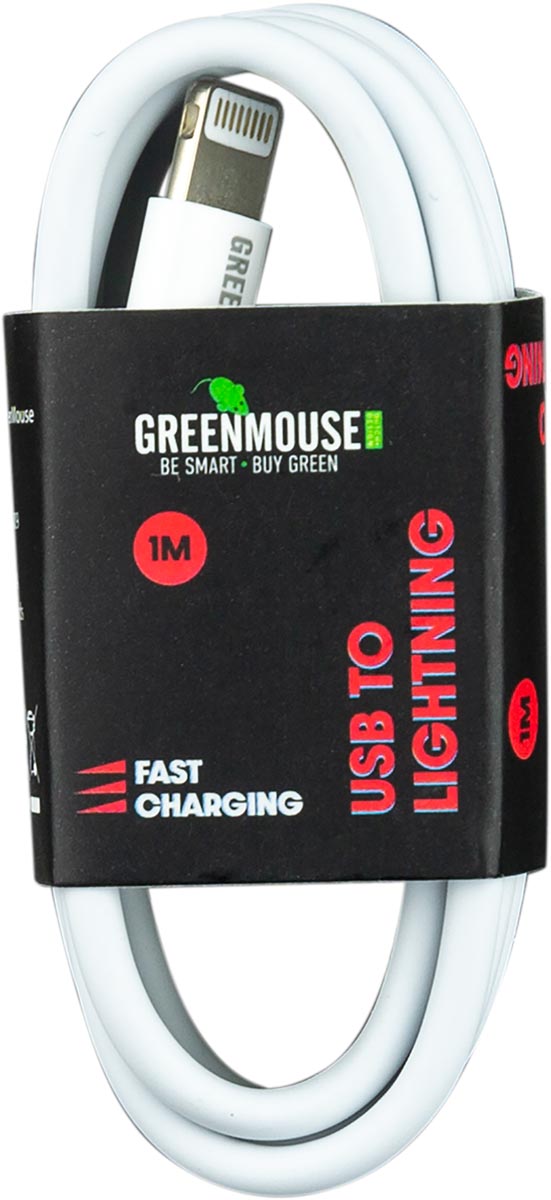 Greenmouse Lightning kabel, USB-A naar 8-pin, 1 m, wit afbeelding