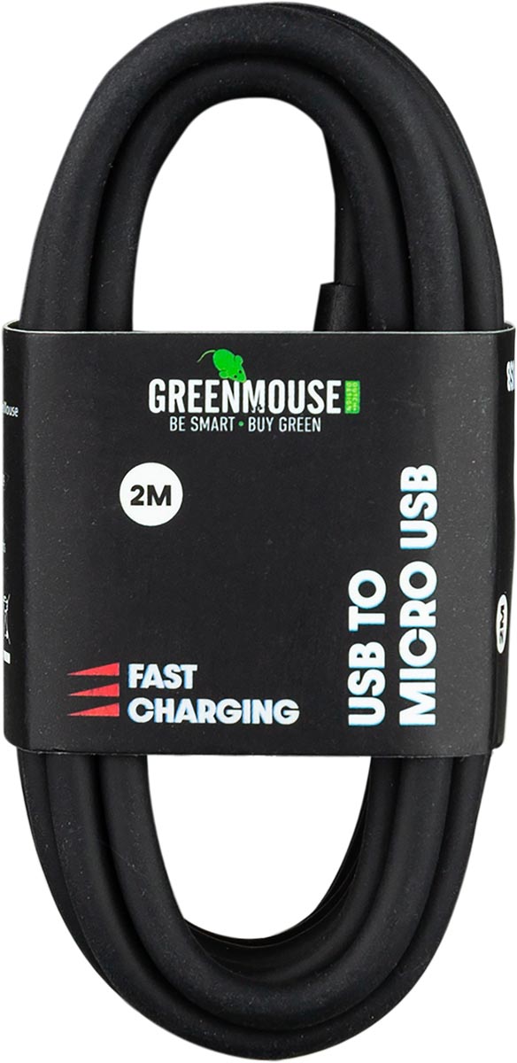 Greenmouse kabel, USB-A naar micro-USB, 2 m, zwart afbeelding