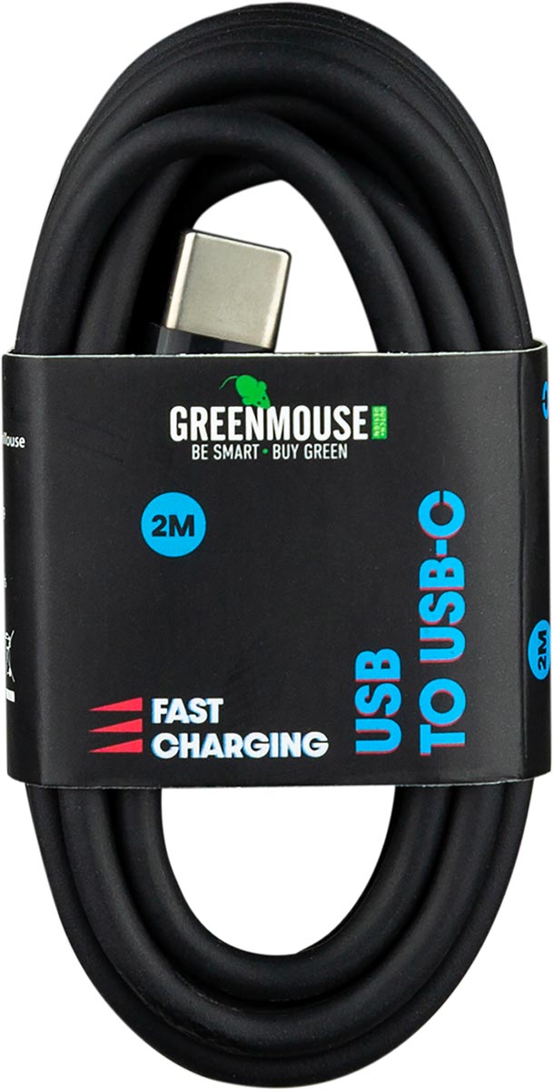 Greenmouse kabel, USB-A naar USB-C, 2 m, zwart