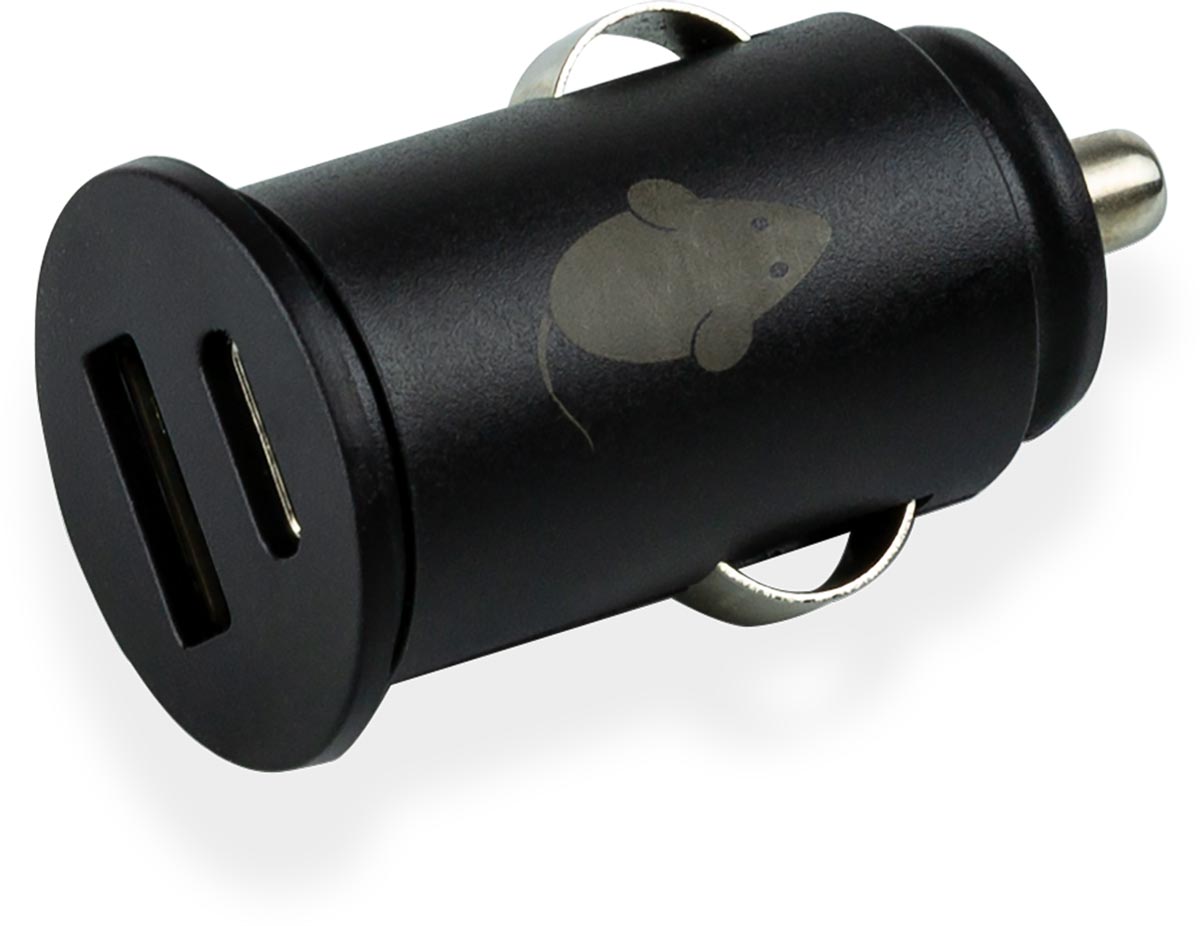 Greenmouse Dual autolader, 1 x USB-A en 1 x USB-C, zwart afbeelding