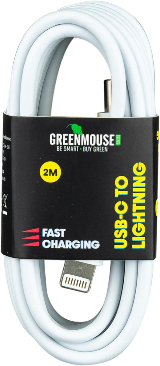 Greenmouse Lightning USB-C kabel, USB-C naar 8-pin, 2 m, wit afbeelding