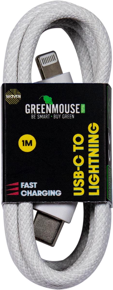 Greenmouse Lightning USB-C kabel, USB-C naar 8-pin, 1 m, woven