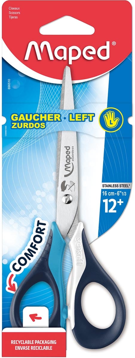 Maped schaar Sensoft 16 cm, voor linkshandigen, met scherpe punt afbeelding