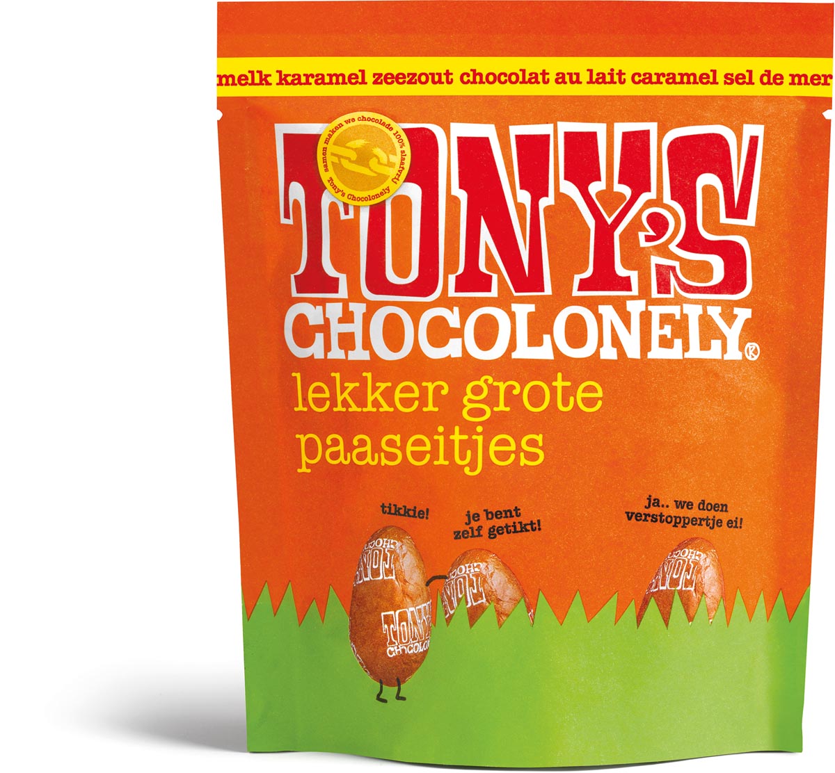 Tony's Chocolonely zakje met eitjes, karamel zeezout, 178 g