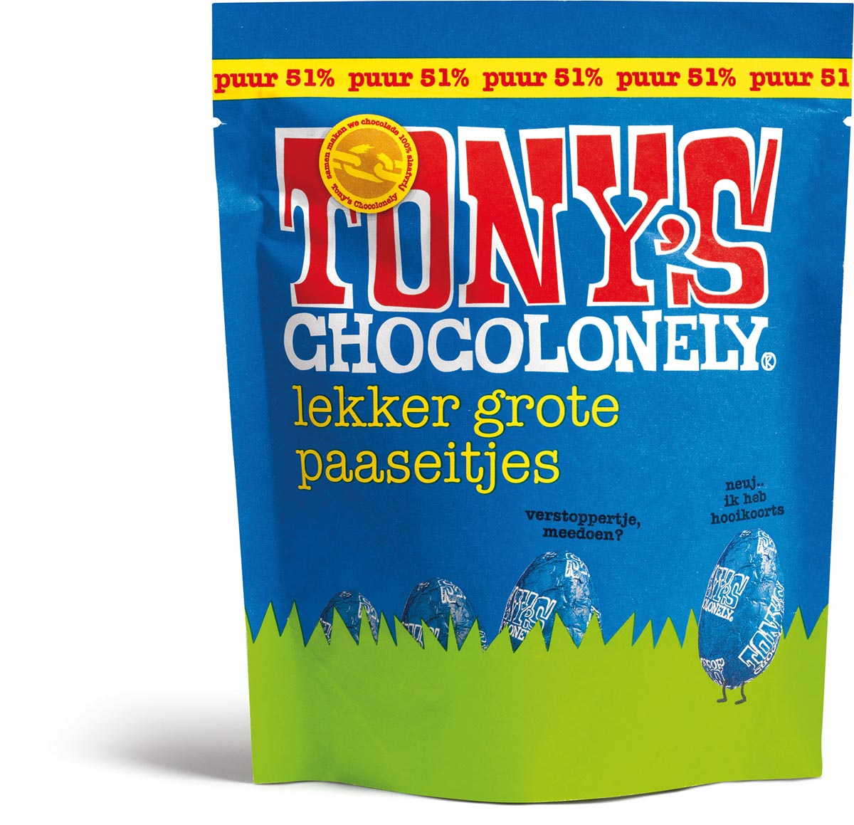 Tony's Chocolonely zakje met eitjes, puur, 180 g Tony's Chocolonely zakje met eitjes, puur, 180 g