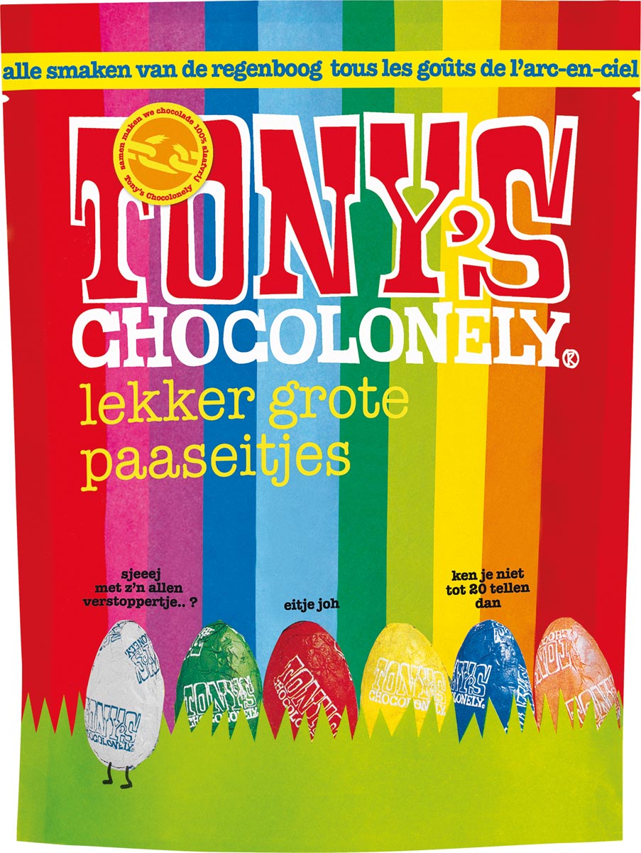 Tony's Chocolonely zakje met eitjes, assorti, 255 g Tony's Chocolonely zakje met eitjes, assorti, 255 g