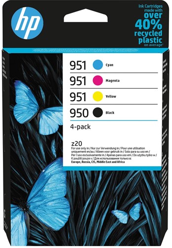 HP inktcartridge 950 en 951, 700 - 1.000 pagina's, OEM 6ZC65AE, 4 kleuren