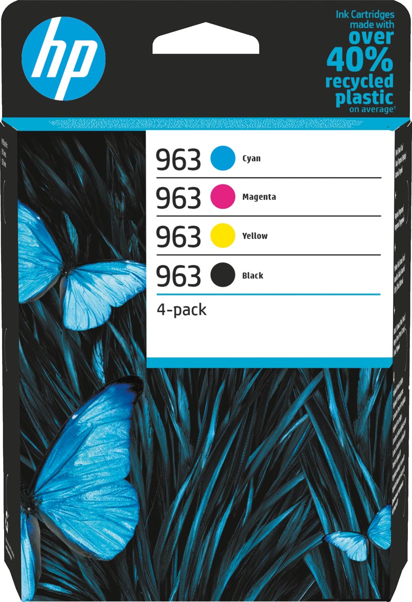HP inktcartridge 963, 700 - 1.000 pagina&apos;s, OEM 6ZC70AE, 4 kleuren afbeelding
