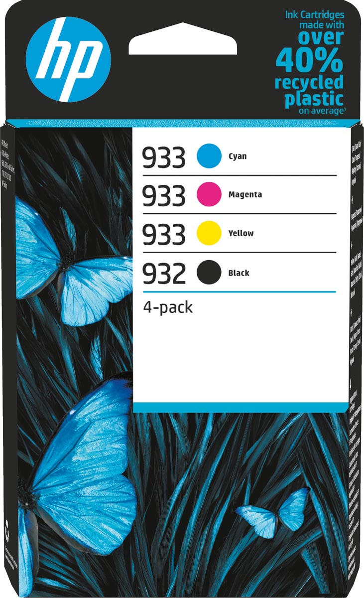 HP inktcartridge 932 en 933, 330 - 400 pagina&apos;s, OEM 6ZC71AE, 4 kleuren afbeelding
