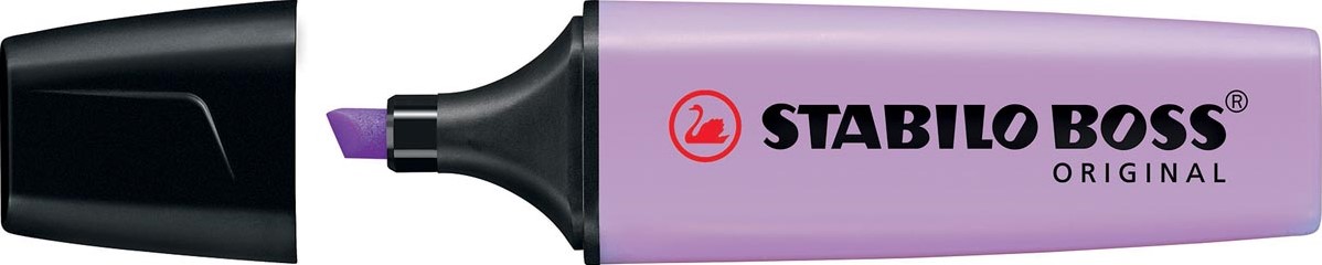 Lot De 7 Surligneurs STABILO BOSS Pastel + 1 Lilas - Pointe Biseautée, Anti-dessèchement - Pour études, Bureau