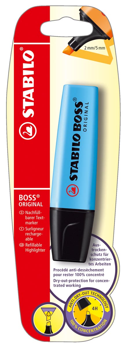STABILO BOSS ORIGINAL markeerstift, op blister, blauw afbeelding
