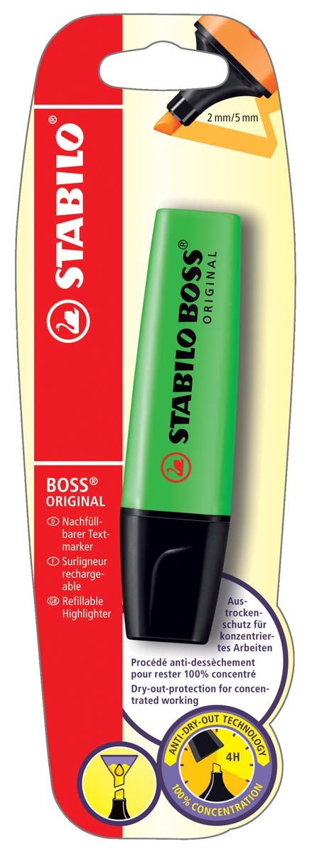 STABILO BOSS ORIGINAL markeerstift, op blister, groen