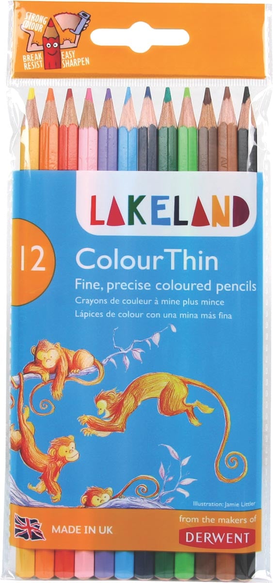Lakeland kleurpotlood Colourthin, blister van 12 stuks in geassorteerde kleuren Lakeland kleurpotlood Colourthin, blister van 12 stuks in geassorteerde kleuren