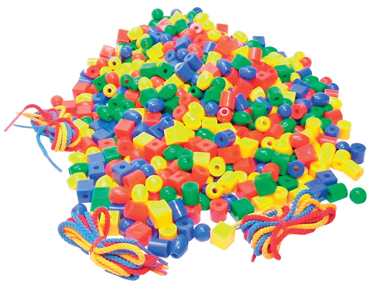 Bouhon parels, pak met 650 stuks in geassorteerde kleuren en 6 veters