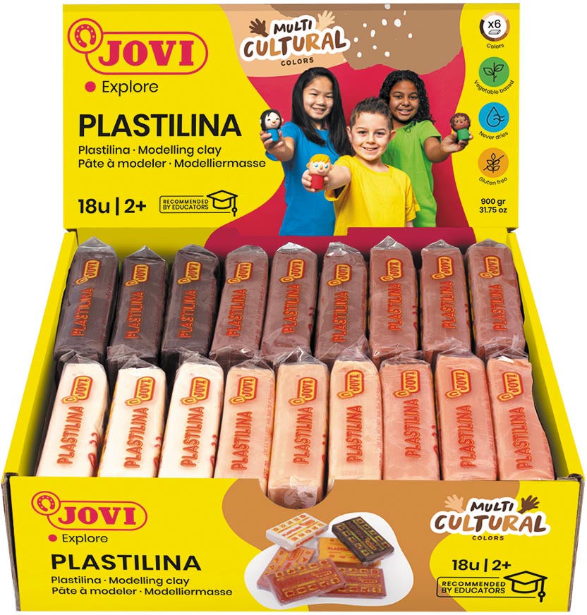 Jovi boetseerpasta Plastilina Multicolor, 18 pakjes van 50g Jovi boetseerpasta Plastilina Multicolor, 18 pakjes van 50g