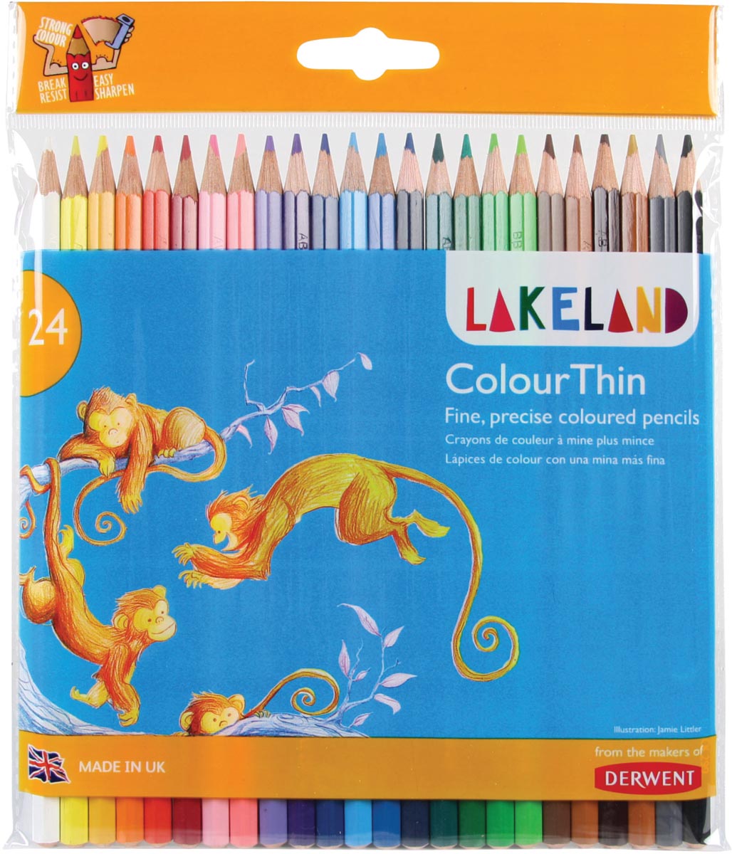 Lakeland kleurpotlood Colourthin, blister van 24 stuks in geassorteerde kleuren