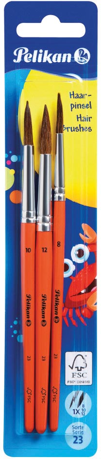 Pelikan penselenset S23, blister van 3 stuks, nr 8, 10 en 12