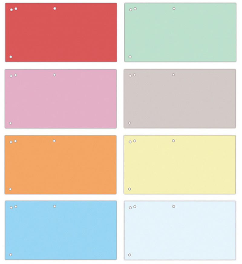 OFFICE products verdeelstroken, 240 x 105 mm, pak van 100 stuks, geassorteerde kleuren