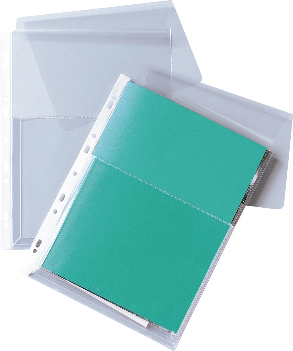 Pergamy geperforeerde showtas met balg, ft A4, 11-gaatsperforatie, PVC van 190 micron, pak van 10 stuks