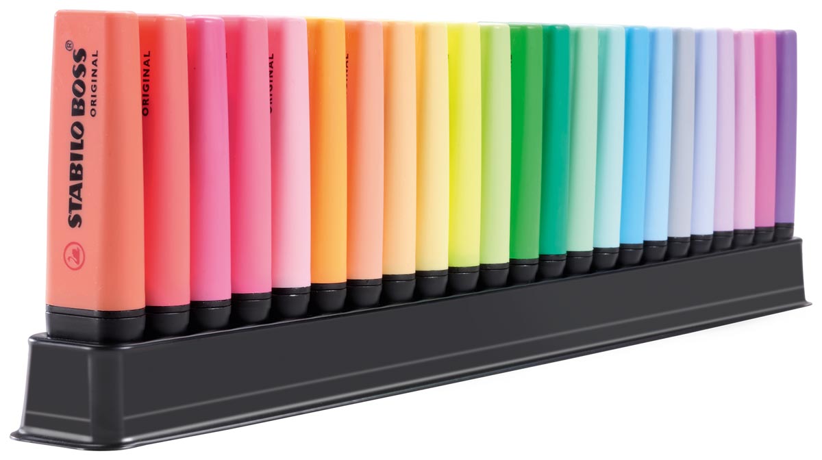 STABILO BOSS ORIGINAL markeerstift, deskset van 23 stuks in geassorteerde kleuren